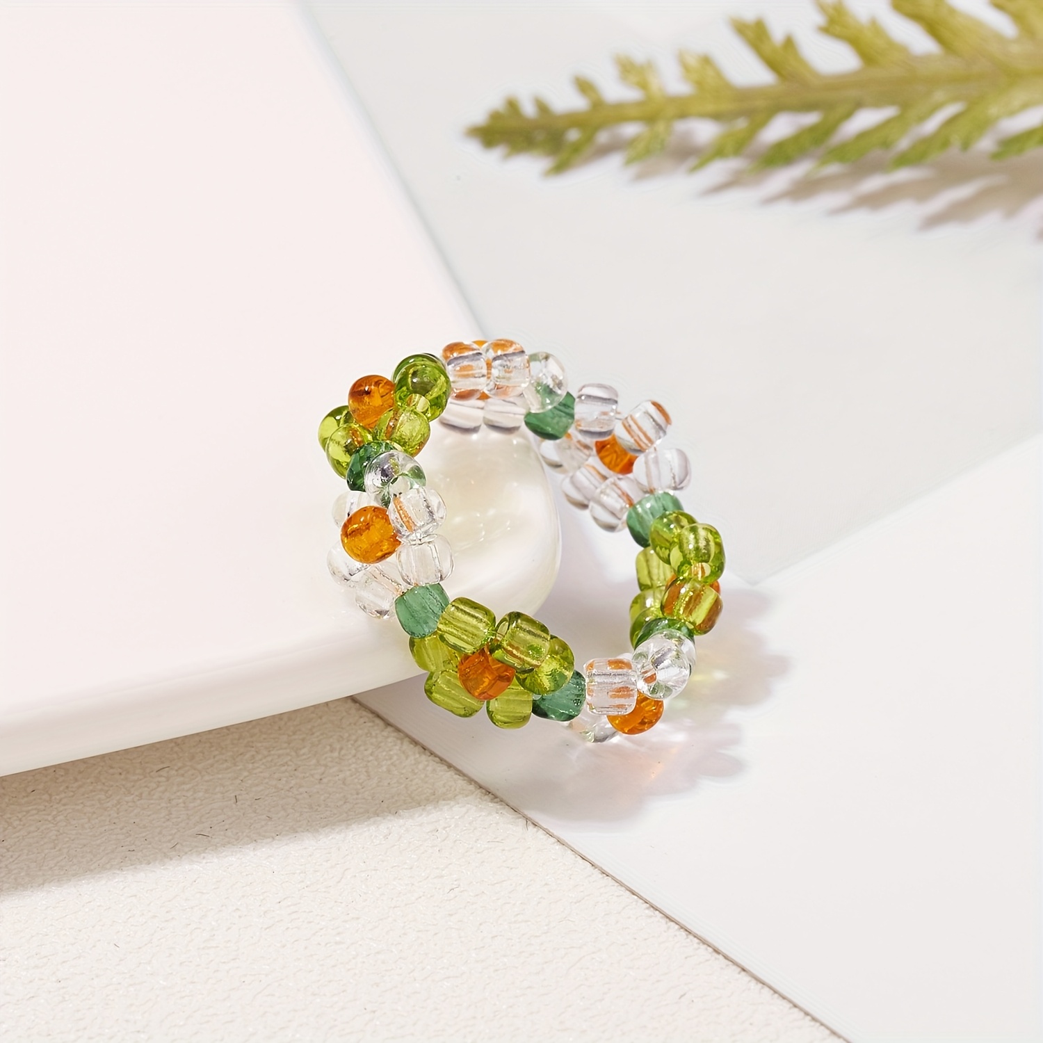 Bohemian Floral Beaded Ring - Vintage Style